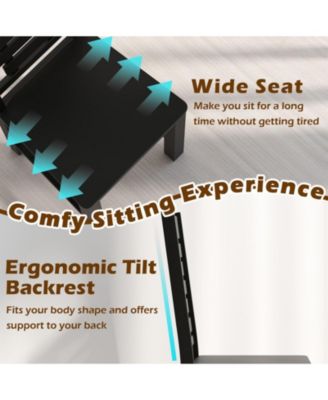 Set of 2 Solid Rubber Wood Dining Chairs with Hollowed Backrest