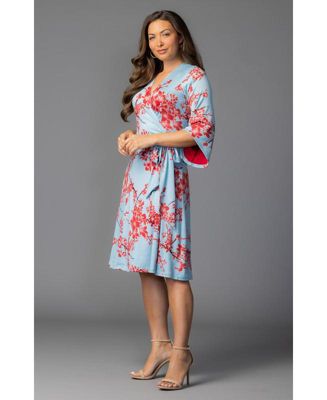 Women's Gemini Wrap Dress with Contrast Lined Sleeves