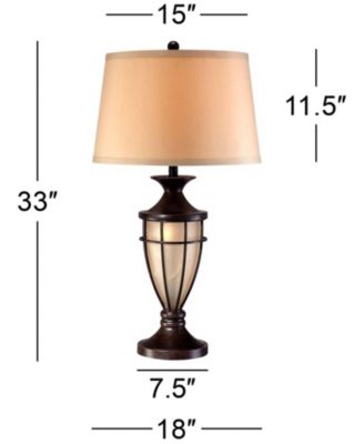 Traditional Table Lamps 33" Tall Set of 2 with Nightlight Lantern Brushed Iron Cage