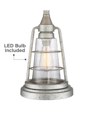 Fisher Coastal Table Lamp 28 3/4" Tall Galvanized Cage with Nightlight LED Table Top Dimmer