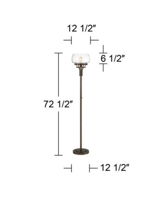 Industrial Torchiere Floor Lamp with USB Charging Port 72 1/2" Tall