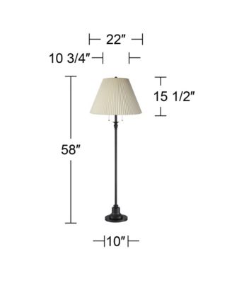 Spenser Retro Art Deco 58" Tall Floor Lamp Oiled Fabric Pleated Empire Shade for Living Room Bedroom House