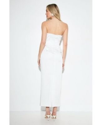 Women's Premium Bonded Satin Corset Midaxi Dress