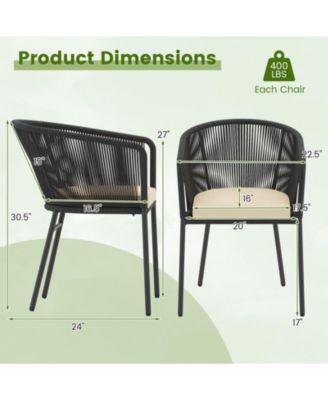 Set of 4 Cushioned Patio Dining Chairs with Curved Backrest and Armrests
