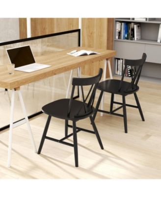 Set of 2 Farmhouse Kitchen Dining Chairs with Rubber Wood Frame