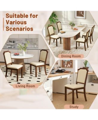 Set of 2 PU Leather Dining Chairs with Rubber Wood Frame and Padded Seat