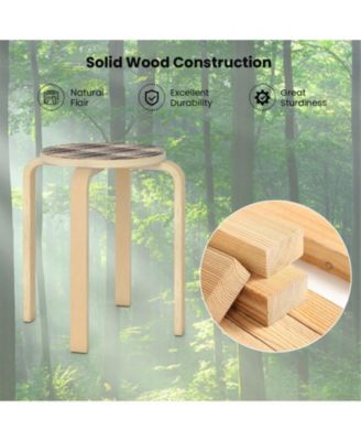 Set of 4 Stackable Bentwood Round-Top Stools