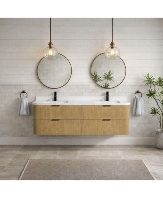 Chantal 60" Floating Bathroom Vanity Oak