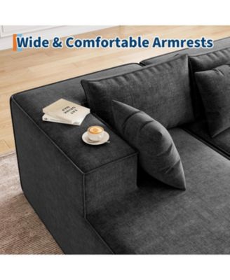 106.7" Modular Sectional Sofa, L-Shaped Cloud Couch with Chaise, Deep Seat Chenille