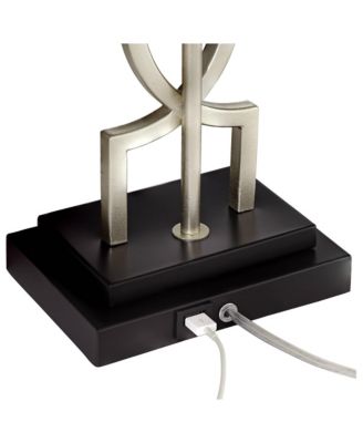 Evan Modern Table Lamps 28 1/2" Tall Set of 2 Brushed Nickel with USB Charging Port Table Top Dimmers Rectangular Shade for Bedroom