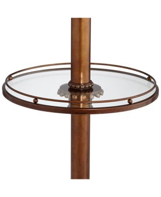 Hyde Park Vintage Rustic Floor Lamps with Glass Tray Tables 65" Tall Set of 2