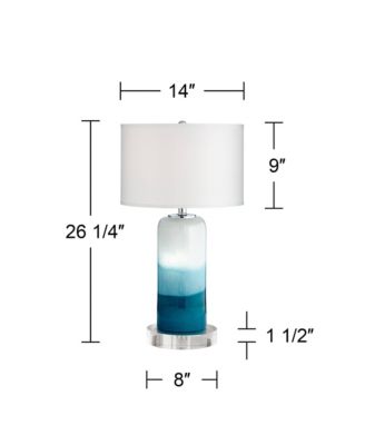 Roxanne Coastal Table Lamp with Round Riser 26 1/4" High  Glass LED Nightlight Drum Shade for Bedroom Living Room Nightstand