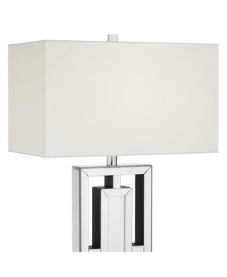 29" Tall Rectangular Modern End Table Lamp Mirrored Glass Finish Metal Living Room Bedroom