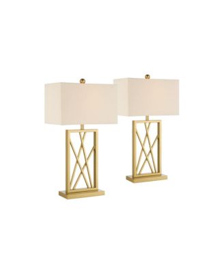 Claudia 26 1/2" Tall Open Metal Base Modern Glam Table Lamps Set of 2 Gold Finish Shade Living Room Bedroom