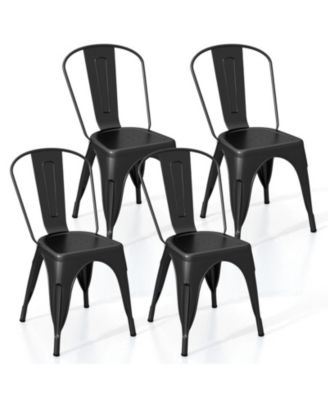 Set of 4 Metal Dining Chairs with Removable Backrest