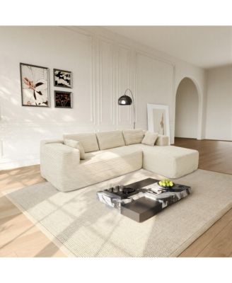 106" Modular Sectional Sofa with Pillows, L-Shape Corduroy Cloud Couch