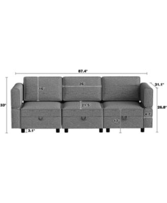 Convertible Sectional Sofa with Reversible Chaise, Chenille Modular Couch with Storage