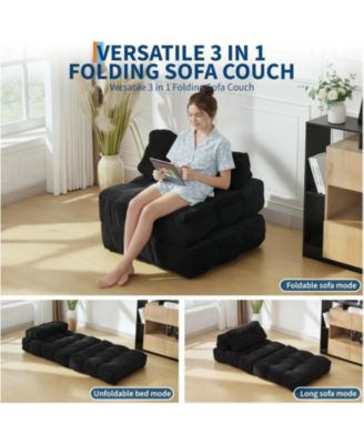 Folding Sofa Bed 2-Pack, Convertible Sleeper Chair with Pillow and Back Support