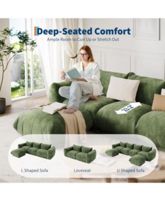 L-Shaped Modular Sectional Sofa, Chenille Cloud Couch with Deep Seat