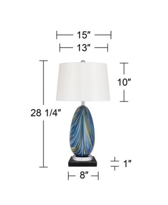 Pablo Modern Table Lamp with Square Marble Riser 27" Tall  Art Glass  Shade for Bedroom Living Room Bedside