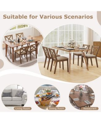 Set of 2 Modern Farmhouse Dining Chairs with Upholstered Linen Seat and X-Back