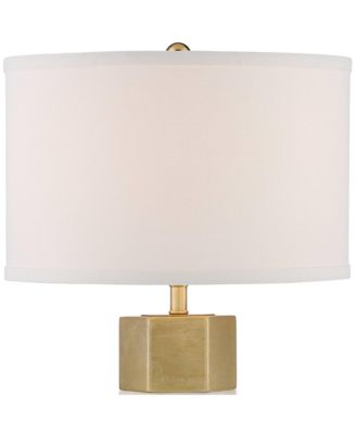 Modern Table Lamps 21" High Set of 2 Hexagonal Faux Marble and Gold Drum Shade for Living Room Family Bedroom Office
