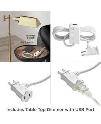 Modern Task Floor Lamp with USB Charging Port 61" Tall Satin Nickel Adjustable Gooseneck Arm for Living Room Reading