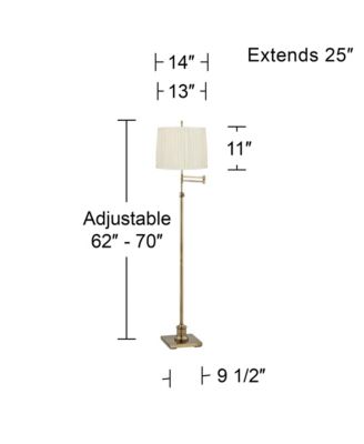 Westbury Traditional 70" Tall Standing Floor Lamp Adjustable Swing Arm Antique Brass Finish Pleated Shade