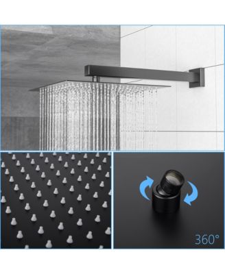 Shower System with Adjustable Slide Bar,12 Inch Wall Mounted Square Shower System with Rough-in Valve