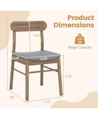 Set of 2 Fabric Upholstered Armless Dining Chairs with Rubber Wood Frame in Oak