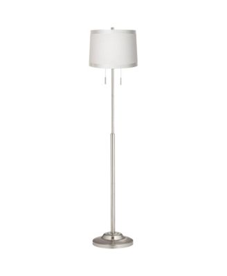 Abba Modern Floor Lamp Standing 66" Tall Brushed Nickel Fabric Tapered Drum Shade for Living Room Bedroom Office House Home