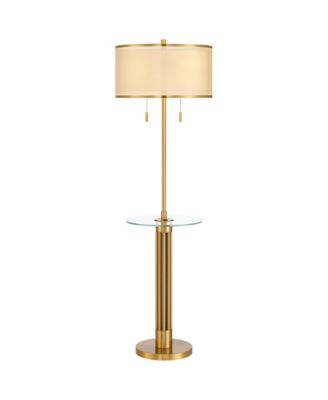 Granview Mid Century Modern 66" Tall Standing Floor Lamp with Glass Table USB Port Gold Metal Warm Brass Finish