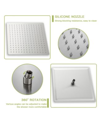 Shower System with Waterfall Tub Spout,10 Inch Wall Mounted Square Shower System with Rough-in Valve, Brushed Nickel