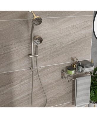 Multi Function Dual Shower Head - Shower System with 4.7" Rain Showerhead, 8-Function Hand Shower, Adjustable Slide Bar,Brushed Nickel