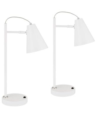 Chase 23" High Small Modern Desk Lamps Set of 2 USB Port Metal Home Office Living Room Charging Bedroom Bedside