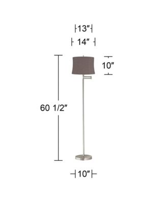 Druckman Modern 60 1/2" Tall Standing Floor Lamp Adjustable Swing Arm Metal Brushed Nickel Finish Drum Sierra