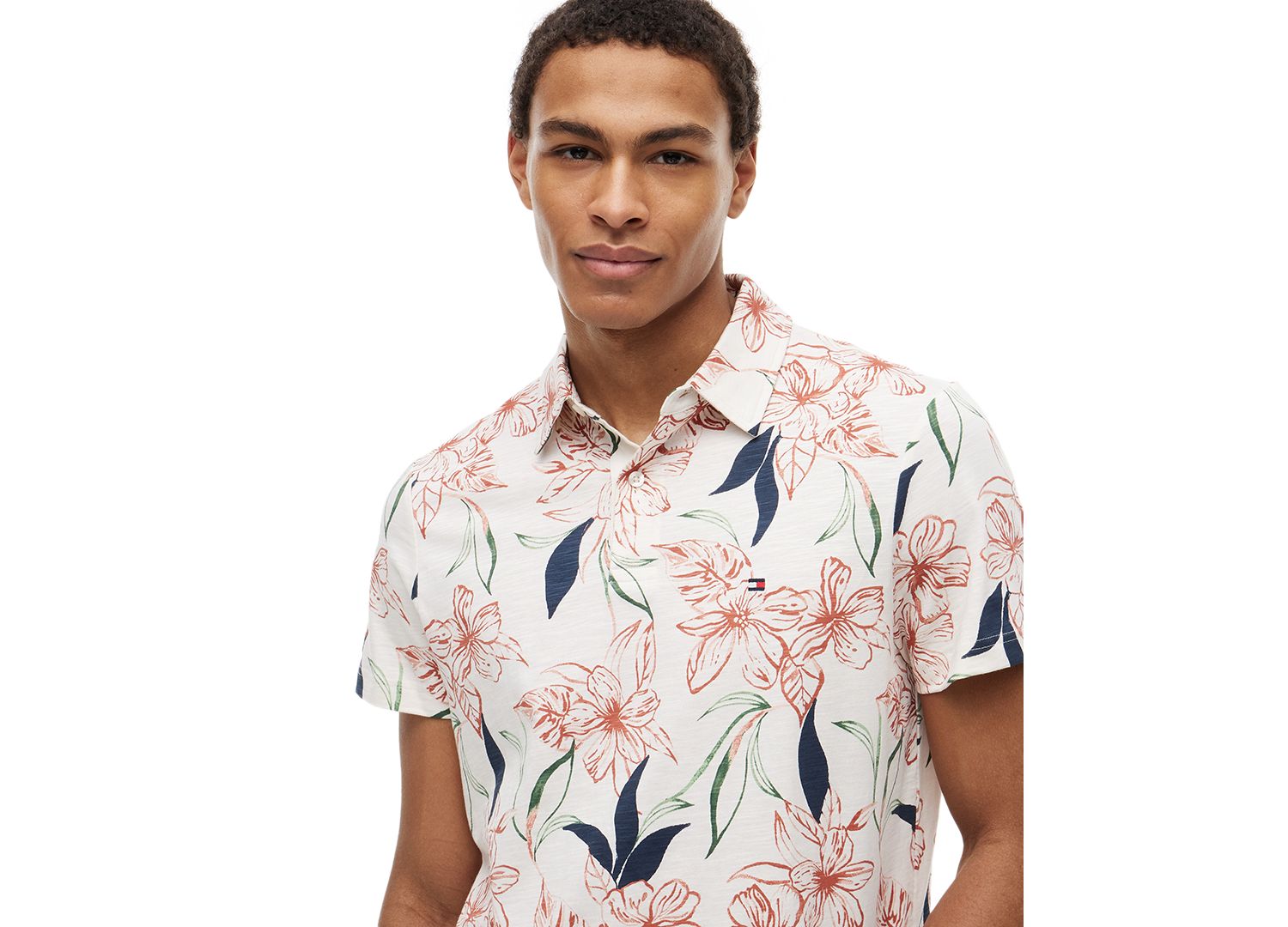 Men's Slub Jersey Allover Print Regular-Fit Polo Shirt