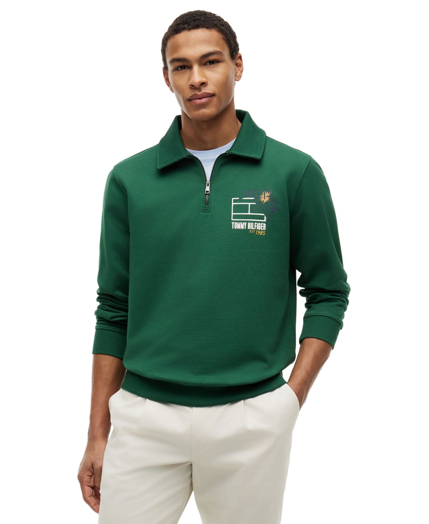 Men's Summer Floral Graphic Rugby Crew Sweatshirt