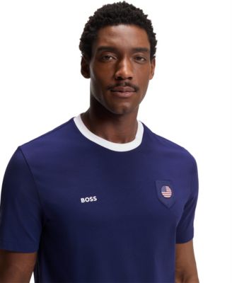 Men's Stretch-Cotton USA Country Flag Logo T-Shirt