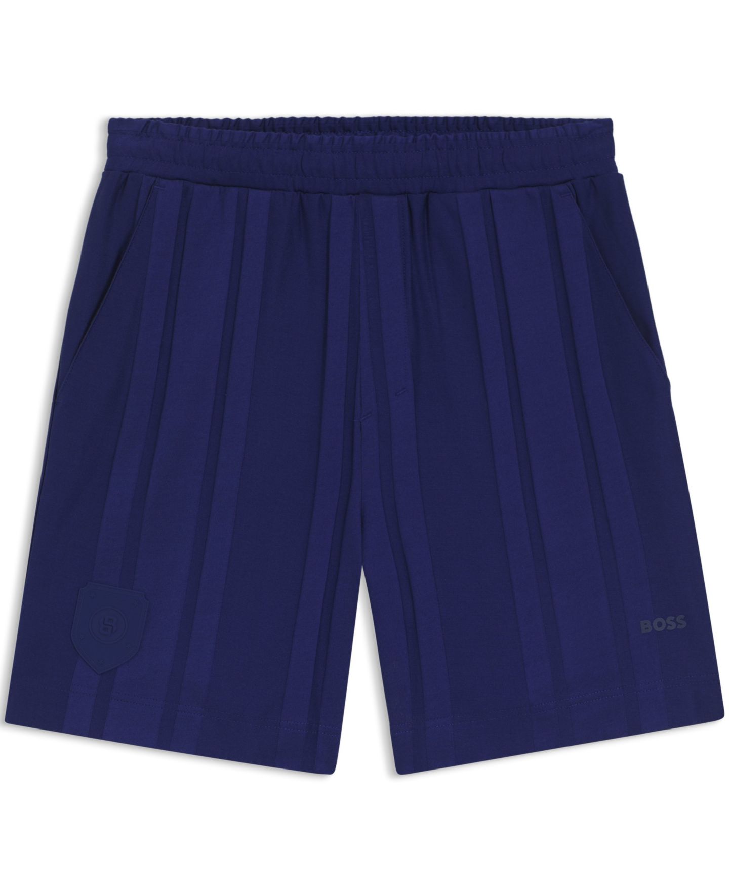 Мужские шорты Hugo Boss Cotton-Jersey Lustrous Stripe, цвет: Тёмно-синий — фото 3