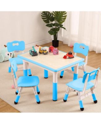 gaomon Kids Table and 4 Chairs Set, Toddler Height Adjustable Desk with ...
