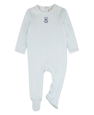 Baby Girls Baby "Snuggly Bear" Chevron-Printed Cotton-Rich Footie