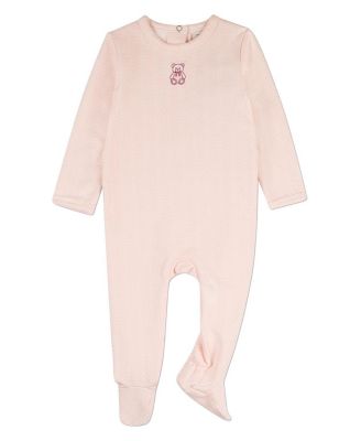 MeMoi Baby Girls Baby Snuggly Bear Chevron-Printed Cotton-Rich Footie - Barely pink 38$