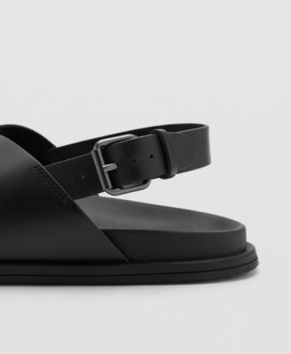 Men's Crossed Straps Leather Sandals