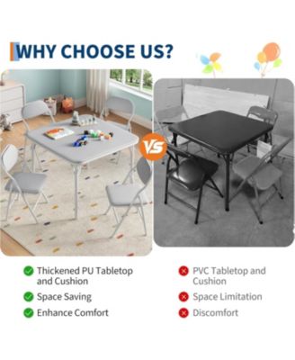 5 Piece Folding Kids Table and Chairs Set, Children Activity Table and Chairs Set for Dining Room,Daycare,Classrooms