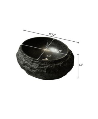 Luna 18'' Bathroom Sink, Irregular Oval Resin Vessel Basin with Stone Pattern, Artistic Style Sink, NO Faucet, Dark Gray