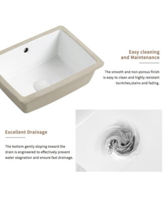 16 Inch Rectangle Undermount Bathroom Sink Under Counter Vanity Sink Opening Size White Porcelain Basin Sink Para Banos
