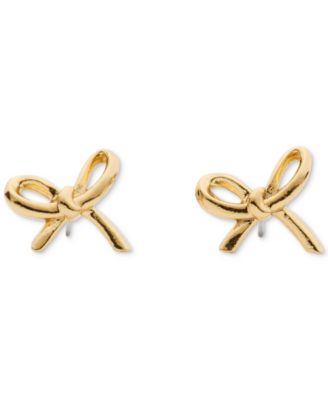 Cubic Zirconia Girlie Pearlie Mini Bow Stud Earrings (Also Available in Silver-Tone)