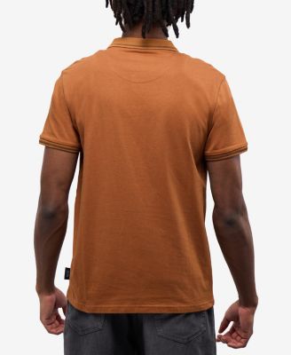 CULTURA Men's Short Sleeves Cotton Polo With Jaquard Rib And Chest Rib Pocket