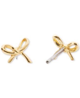 Cubic Zirconia Girlie Pearlie Mini Bow Stud Earrings (Also Available in Silver-Tone)